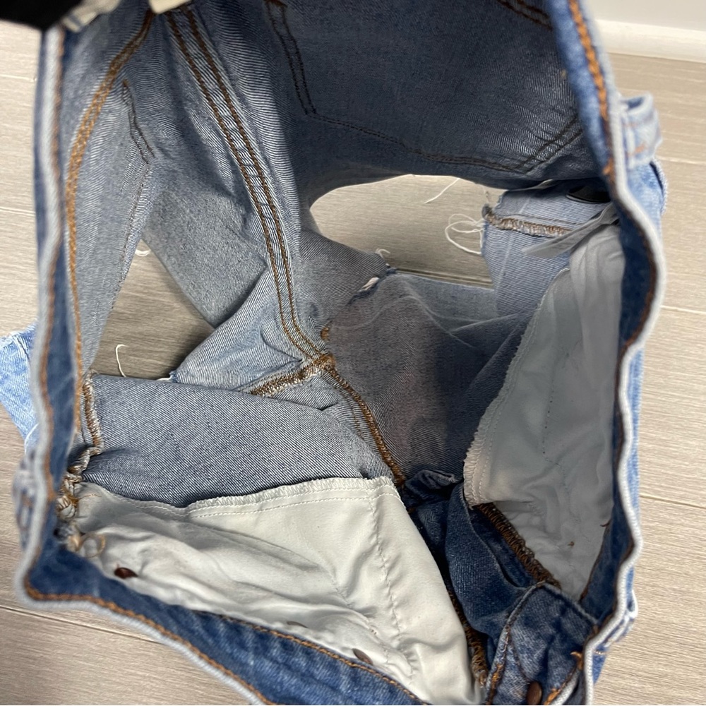 Madewell High Rise Denim Jean Shorts: Pieced Edition J0530 Patchwork Raw Hem 25 - Picture 15 of 16